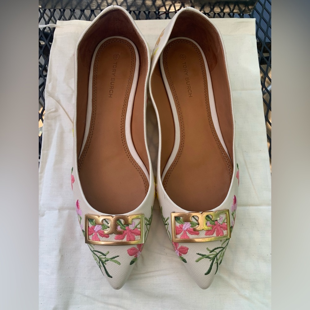 Tory Burch Gigi Embroidered Floral Flats